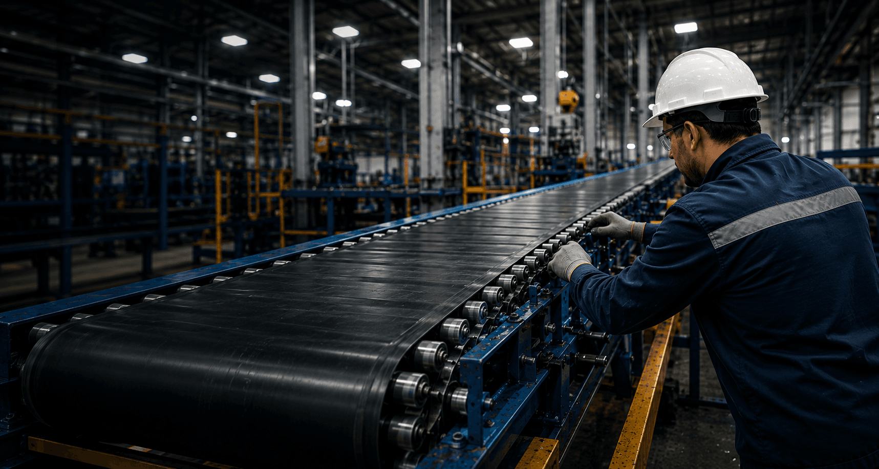 Banda transportadora en operación en planta industrial